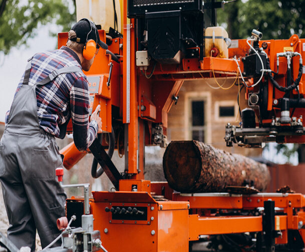 Carpenter,Working,On,A,Sawmill,On,A,Wood,Manufacture