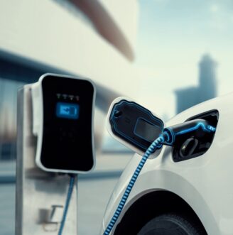 Innovative,Electric,Car,Connected,To,Charging,Station,With,Future,Architecture